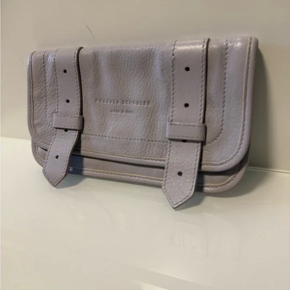 Gray Lilac Leather Women's Clutch - Picture 8 of 17